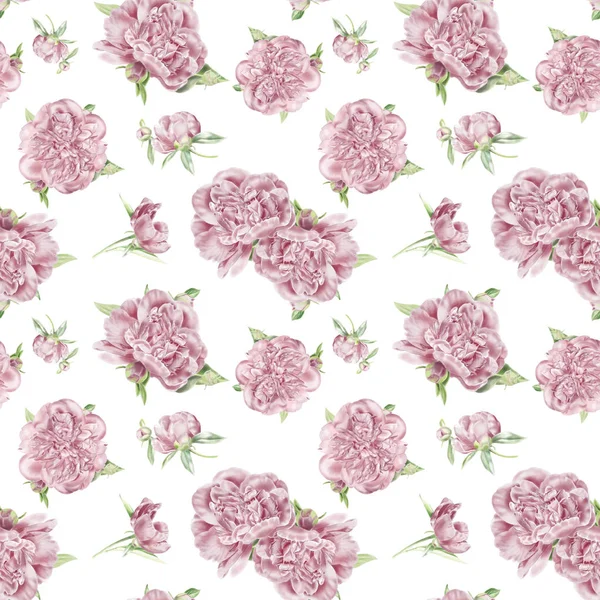 Seamless Watercolor Peonies Pattern