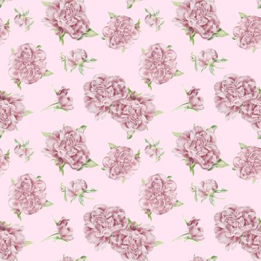 Sorunsuz suluboya Peonies desen