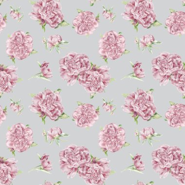 Sorunsuz suluboya Peonies desen