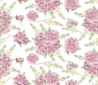 Sorunsuz suluboya Peonies desen