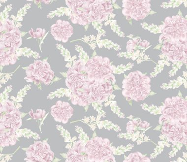 Sorunsuz suluboya Peonies desen