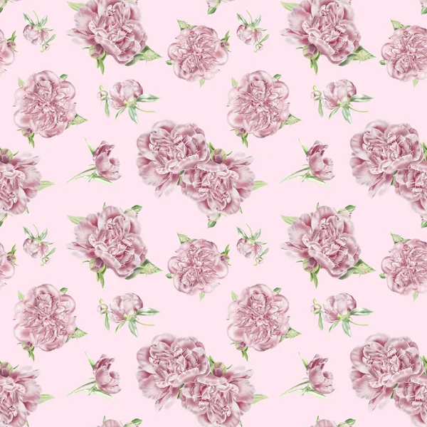 Sorunsuz suluboya Peonies desen