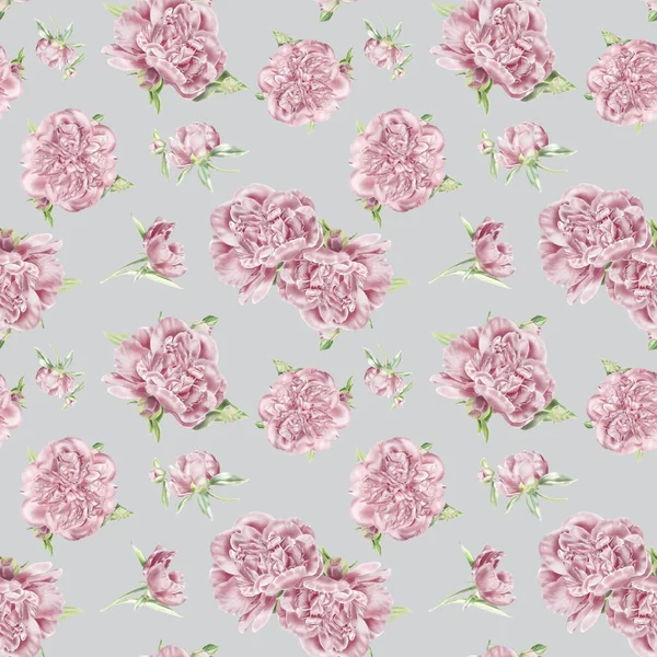 Seamless Watercolor Peonies Pattern