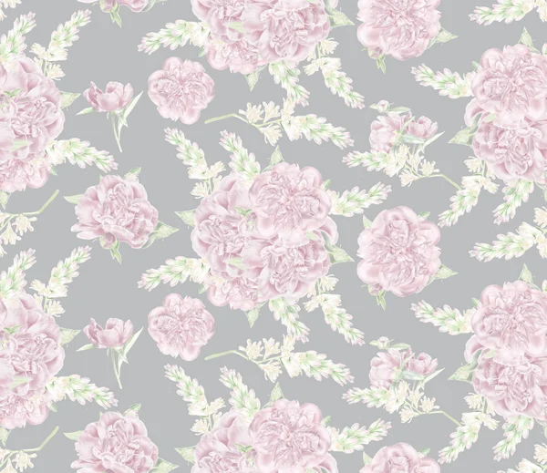 Seamless Watercolor Peonies Pattern