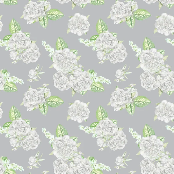 Seamless Watercolor Peonies Pattern