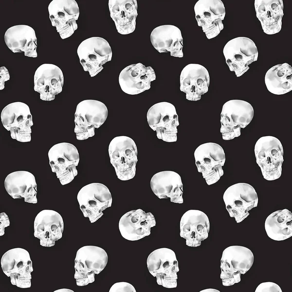 Seamless Watercolor Skull Pattern — Stock Photo, Image