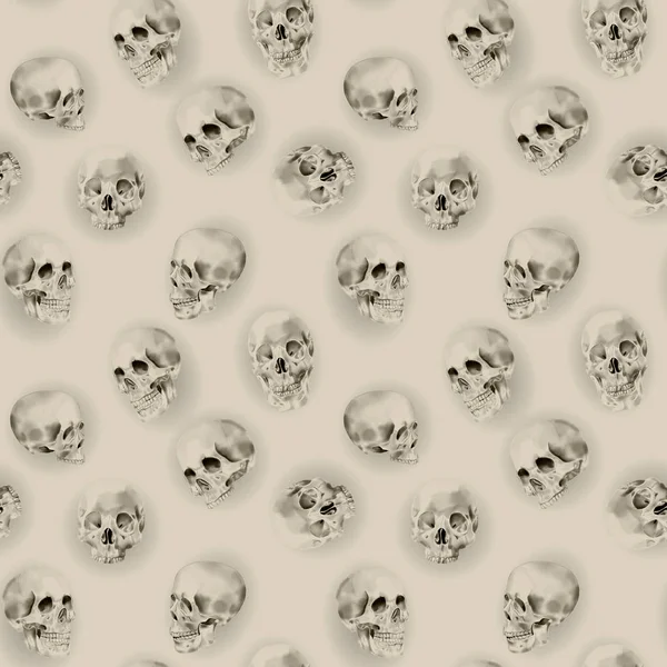 원활한 수채화 해골 패턴 — 스톡 사진