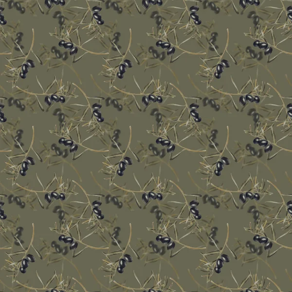 원활한 수채화 올리브 패턴 — 스톡 사진