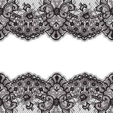 Sorunsuz siyah vektör dantel modeli
