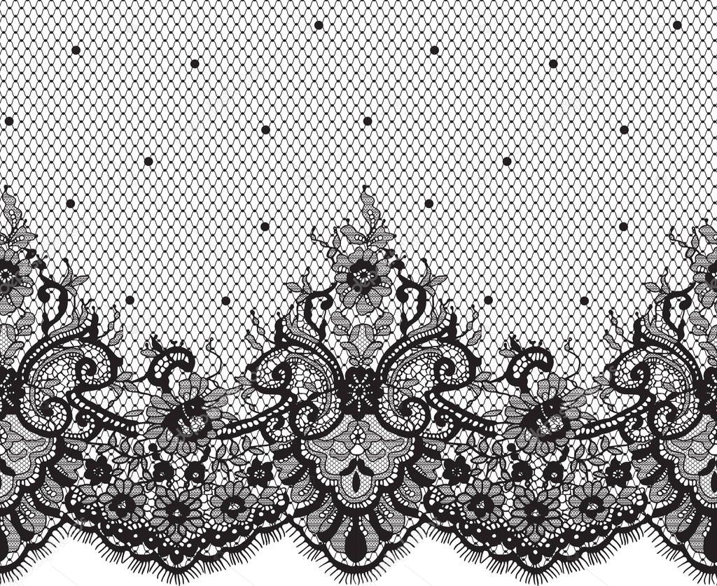 Seamless Black Vector Lace Pattern