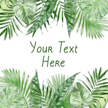 Sulu Boya egzotik yaprak çerçeve