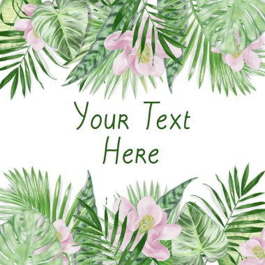 Sulu Boya egzotik yaprak çerçeve