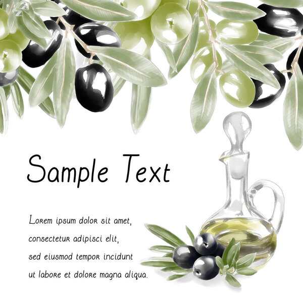 Акварель ручной работы Оливковая рамка
