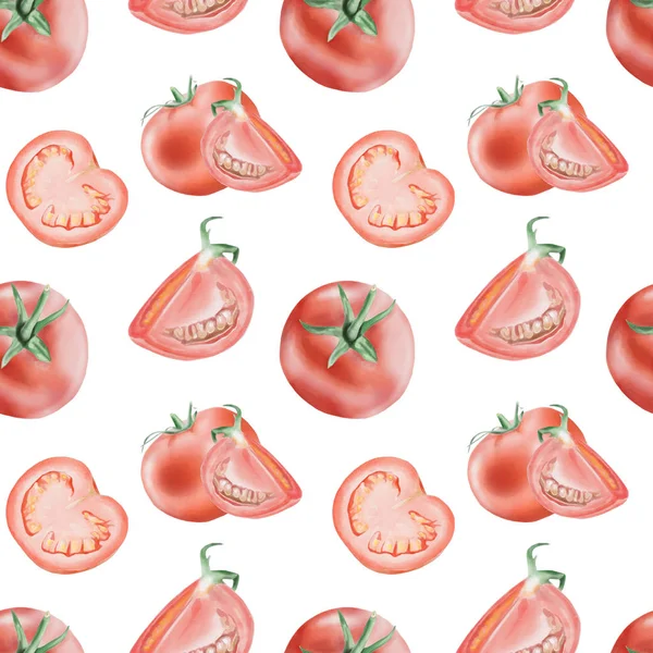 Seamless Watercolor Tomato Pattern