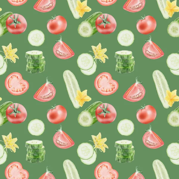 シームレスな水彩野菜パターン — ストック写真