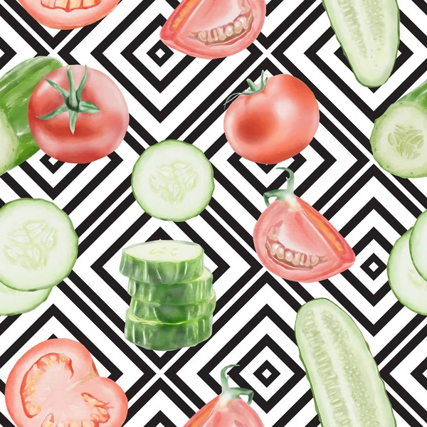 Sömlös akvarell grönsaker mönster — Stockfoto