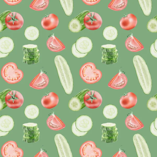 Seamless Watercolor Vegetables Pattern