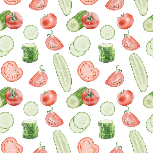 Seamless Watercolor Vegetables Pattern