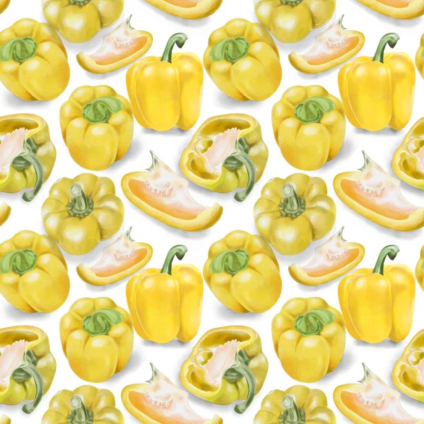 Seamless Watercolor Sweet Peppers Pattern — Stock Photo, Image