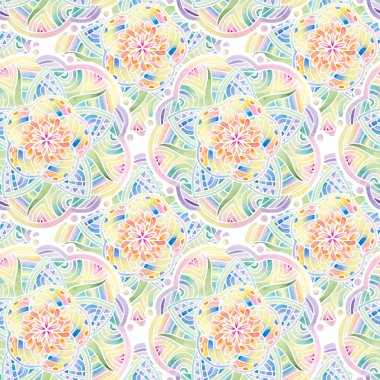 Sorunsuz suluboya renkli Mandala desen