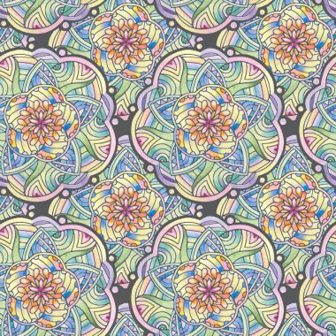 Sorunsuz suluboya renkli Mandala desen