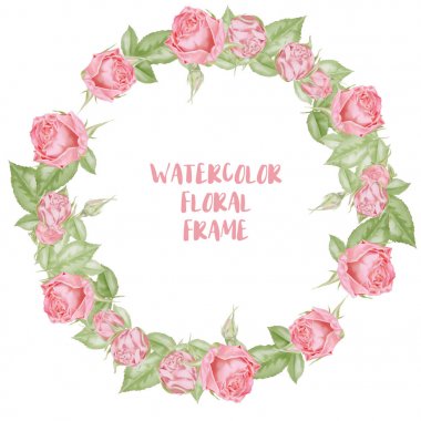 Suluboya elle çizilmiş güller çerçevesi