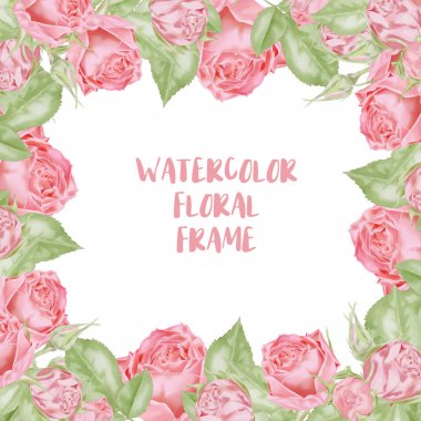 Suluboya elle çizilmiş güller çerçevesi