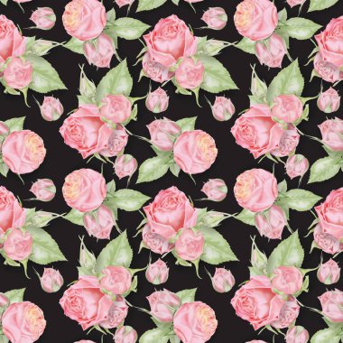 Sorunsuz suluboya pembe gül deseni