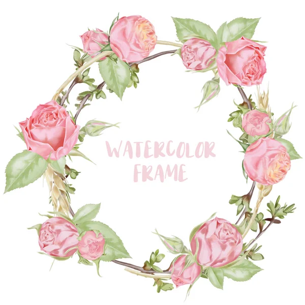 Watercolor Hand Drawn Roses Frame