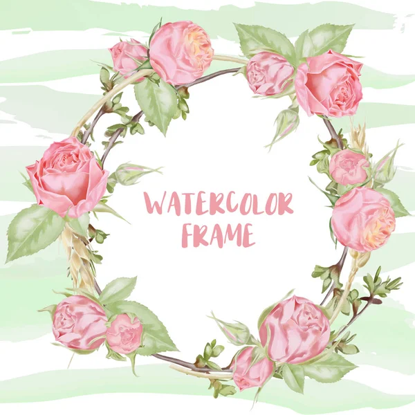 水彩の手描きバラのフレーム — ストック写真