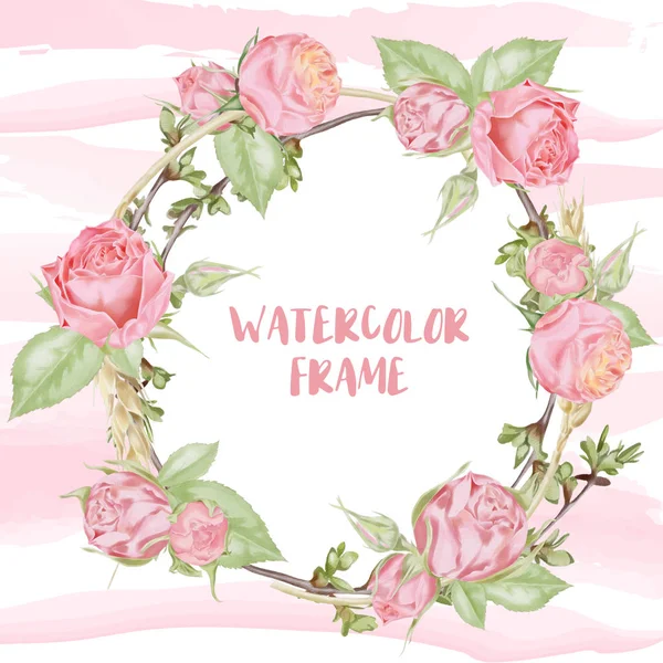 Watercolor Hand Drawn Roses Frame