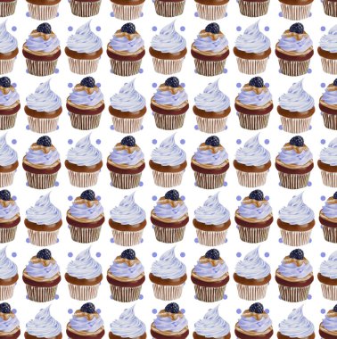 Sorunsuz suluboya Cupcakes desen