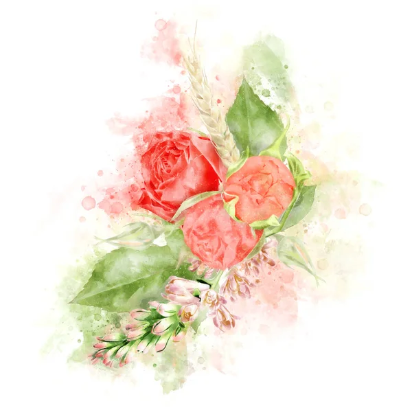 Watercolor Red Roses Banner