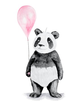 Suluboya elle çizilmiş karikatür Panda