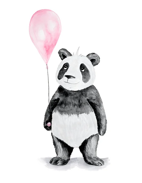 수채화 손으로 그린 만화 팬더 — 스톡 사진