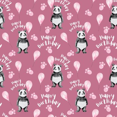 Sorunsuz suluboya karikatür Panda desen