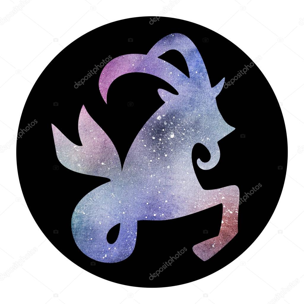 Watercolor Zodiac Capricorn Sign