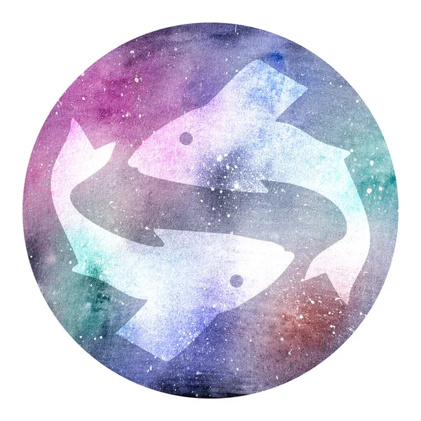 Akwarela zodiaku Ryby — Zdjęcie stockowe
