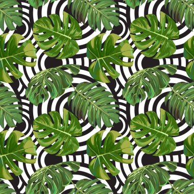 Sorunsuz vektör egzotik yaprakları desen