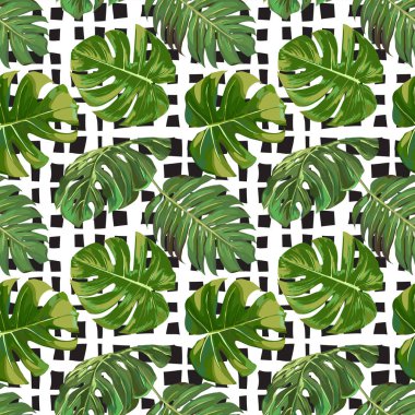 Sorunsuz vektör egzotik yaprakları desen