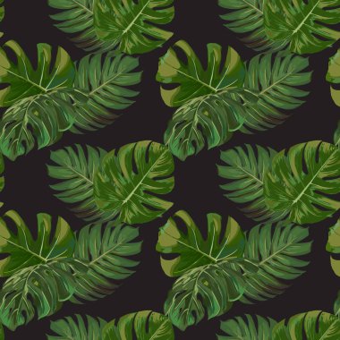Sorunsuz vektör egzotik yaprakları desen