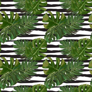 Sorunsuz vektör egzotik yaprakları desen