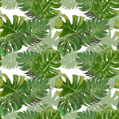 Sorunsuz vektör egzotik yaprakları desen