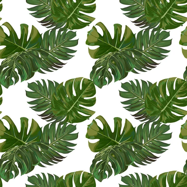 Seamless Vector Exotic Leaves Pattern — Stock Vector