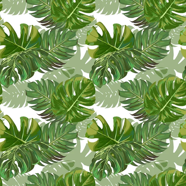 Seamless Vector Exotic Leaves Pattern — Stock Vector