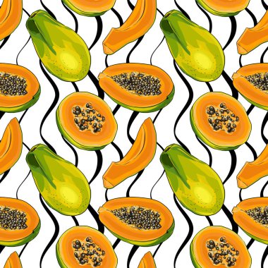 Sorunsuz vektör Papaya desen