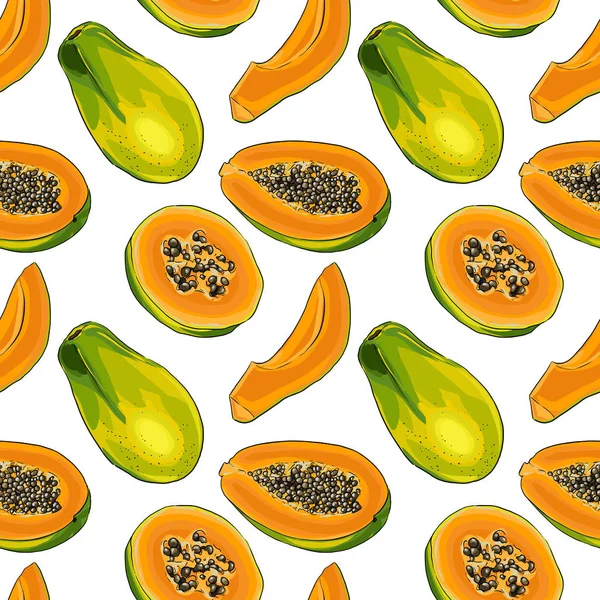 Wektor wzór Papaya — Wektor stockowy