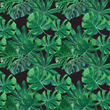 Sorunsuz vektör egzotik yaprakları desen