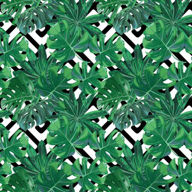 Sorunsuz vektör egzotik yaprakları desen
