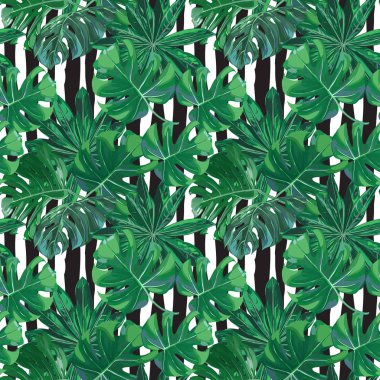 Sorunsuz vektör egzotik yaprakları desen